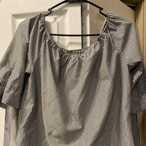Off the shoulder stripped shirt